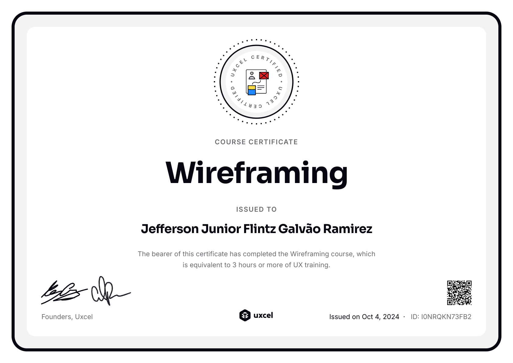 Jefferson Junior Flintz Galvão Ramirez's certificate